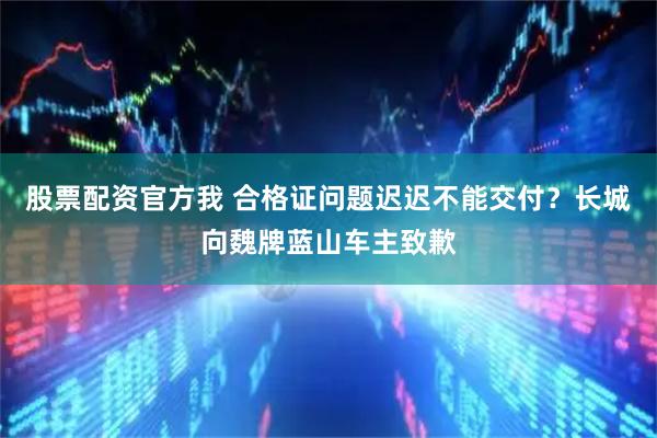 股票配资官方我 合格证问题迟迟不能交付？长城向魏牌蓝山车主致歉